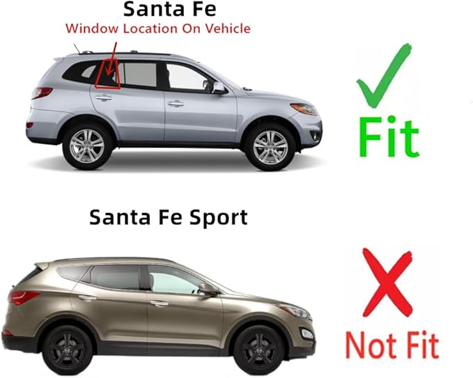 Privacy Passenger Right Side Rear Vent Window Vent Glass Compatible with Hyundai Santa Fe 2007-2012 Models