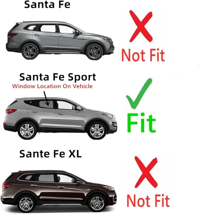 Passenger Right Side Rear Door Window Door Glass Compatible with Hyundai Santa Fe Sport 2013-2018 Models