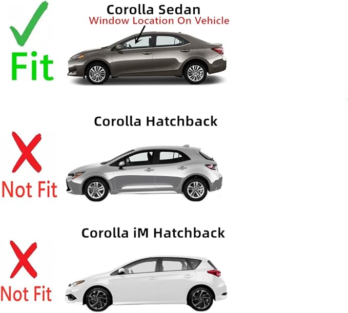 Driver Left Side Front Door Window Door Glass Compatible with Toyota Corolla 4 Door Sedan 2014-2019 Models