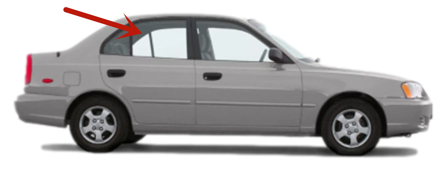 Passenger Right Side Rear Door Window Door Glass Compatible with Hyundai Accent 4 Door Sedan 2000-2005 Models