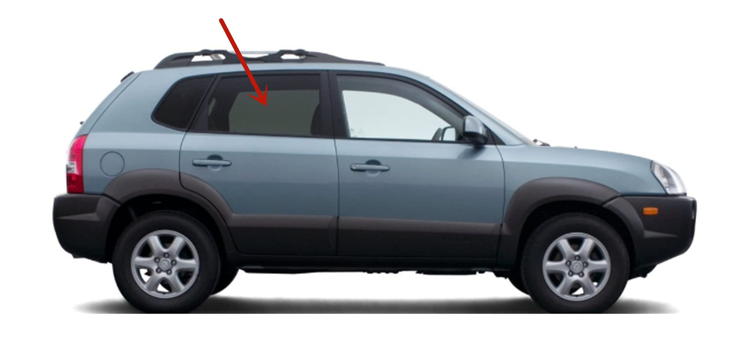 Passenger Right Side Rear Door Window Door Glass Compatible with Hyundai Tucson 2005-2009 Models
