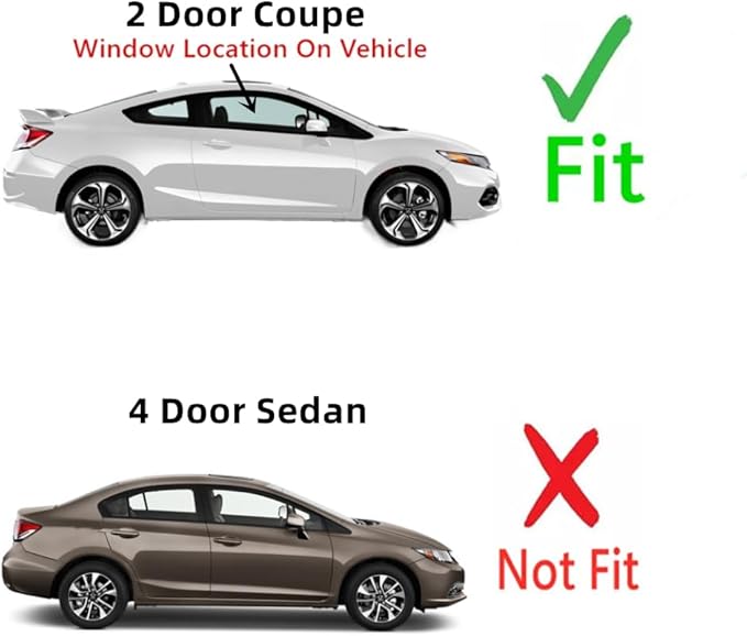 Passenger Right Side Door Window Door Glass Compatible with Honda Civic 2 Door Coupe 2012-2015 Models