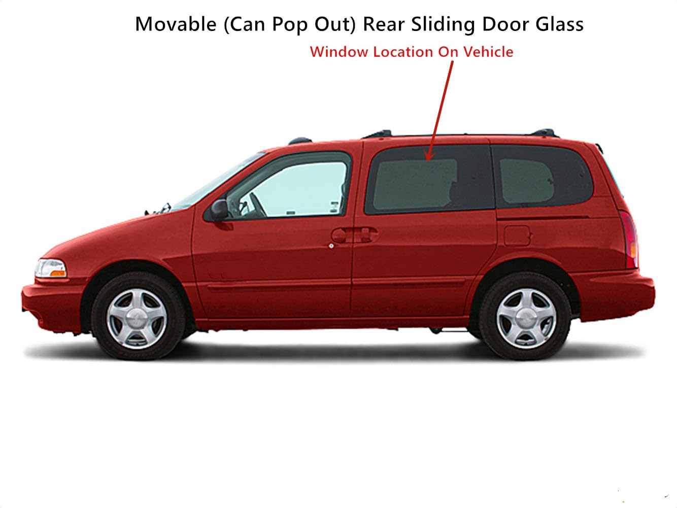 Tempered Movable Driver Left Side Rear Sliding Door Window Glass Compatible with Mercury Villager / Nissan Quest Mini Van 1999-2002 Models