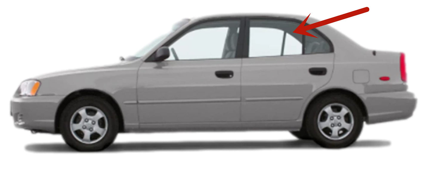 Driver Left Side Rear Door Window Door Glass Compatible with Hyundai Accent 4 Door Sedan 2000-2005 Models
