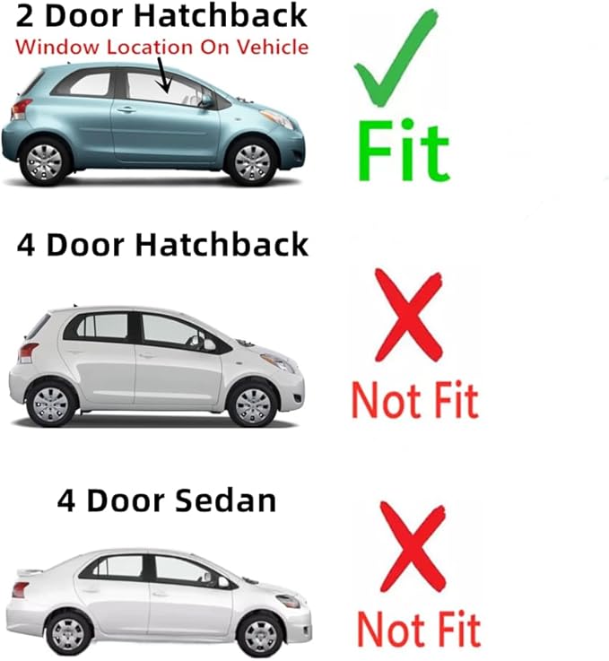 Passenger Right Side Door Window Door Glass Compatible with Toyota Yaris 2 Door Hatchback 2006-2011 Models