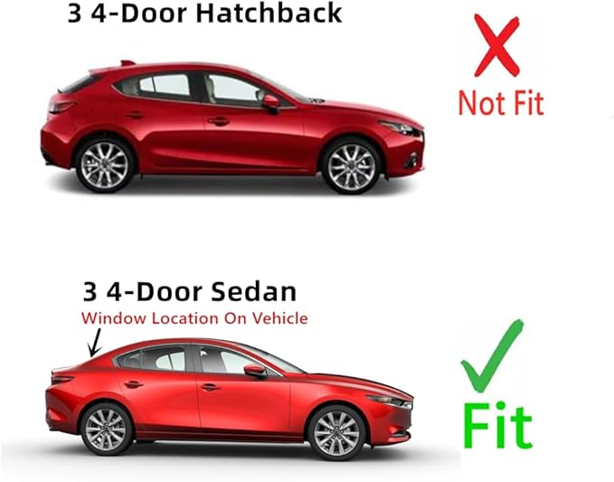 Back Window Back Glass Compatible with Mazda 3 4 Door Sedan 2014-2018 Models