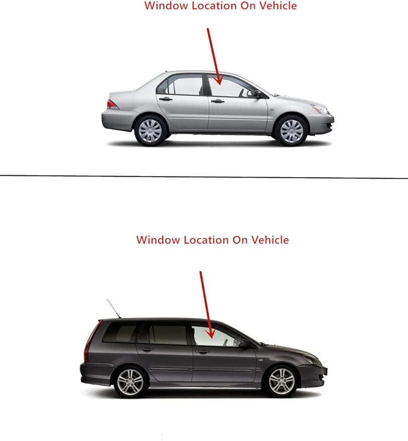 Passenger Right Side Front Door Window Door Glass Compatible with Mitsubishi Lancer 2002-2007 Models