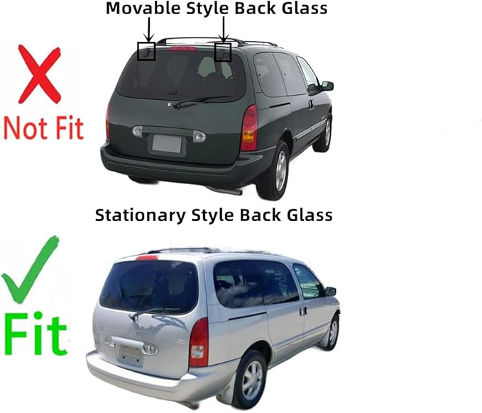 Stationary Heated Rear Back Tailgate Window Back Glass Compatible with Mercury Villager/Nissan Quest 1999-2002 Models
