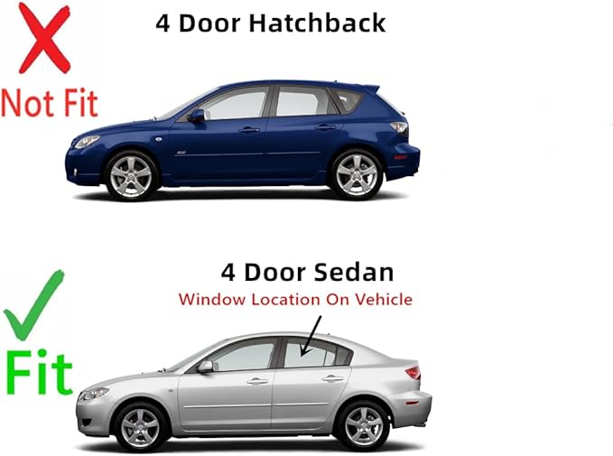 Driver Left Side Rear Door Window Door Glass Compatible with Mazda 3 2004-2009 4 Door Sedan Models