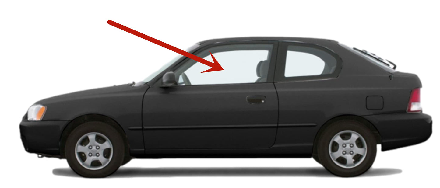 Driver Left Side Door Window Door Glass Compatible with Hyundai Accent/Dodge Verna 2 Door Hatchback 2000-2006 Models