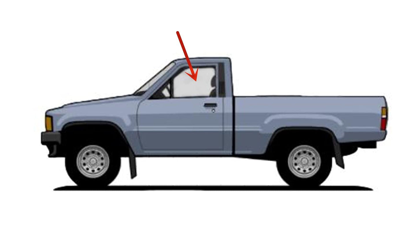 Passenger Right Side Door Window Door Glass WIith Vent Style Compatible with Toyota Pickup 1984-1988 / Toyota 4Runner 1985-1989