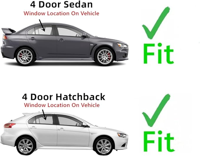 Passenger Right Side Rear Door Window Door Glass Compatible with Mitsubishi Lancer 2008-2018 Models