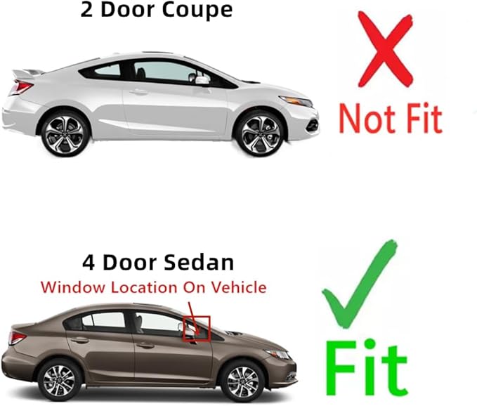 Passenger Right Side Front Vent Window Vent Glass Compatible with Honda Civic 4 Door Sedan 2012-2015 Models