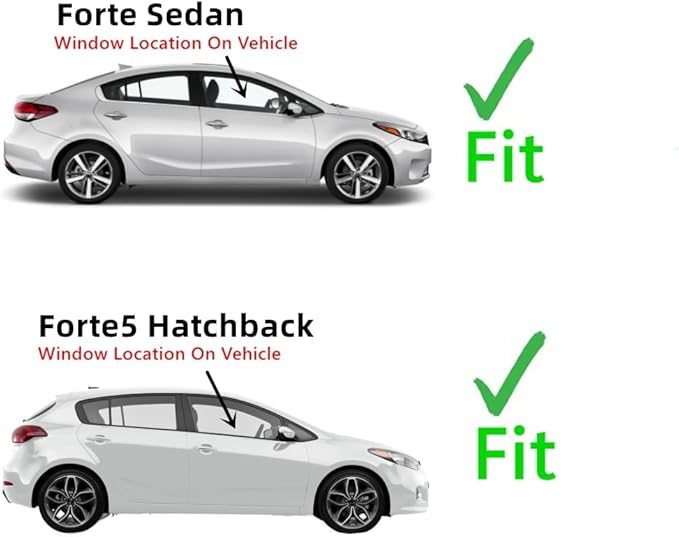 Passenger Right Side Front Door Window Door Glass Compatible with Kia Forte / Fort5 2014-2018 Models