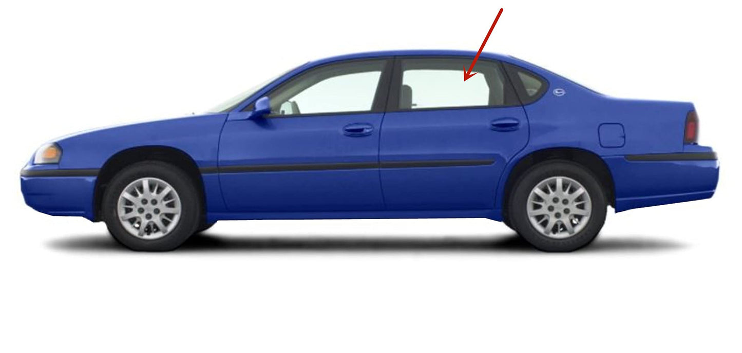 Driver Left Side Rear Door Window Door Glass Compatible with Chevrolet Impala 4 Door Sedan 2000-2005 Models