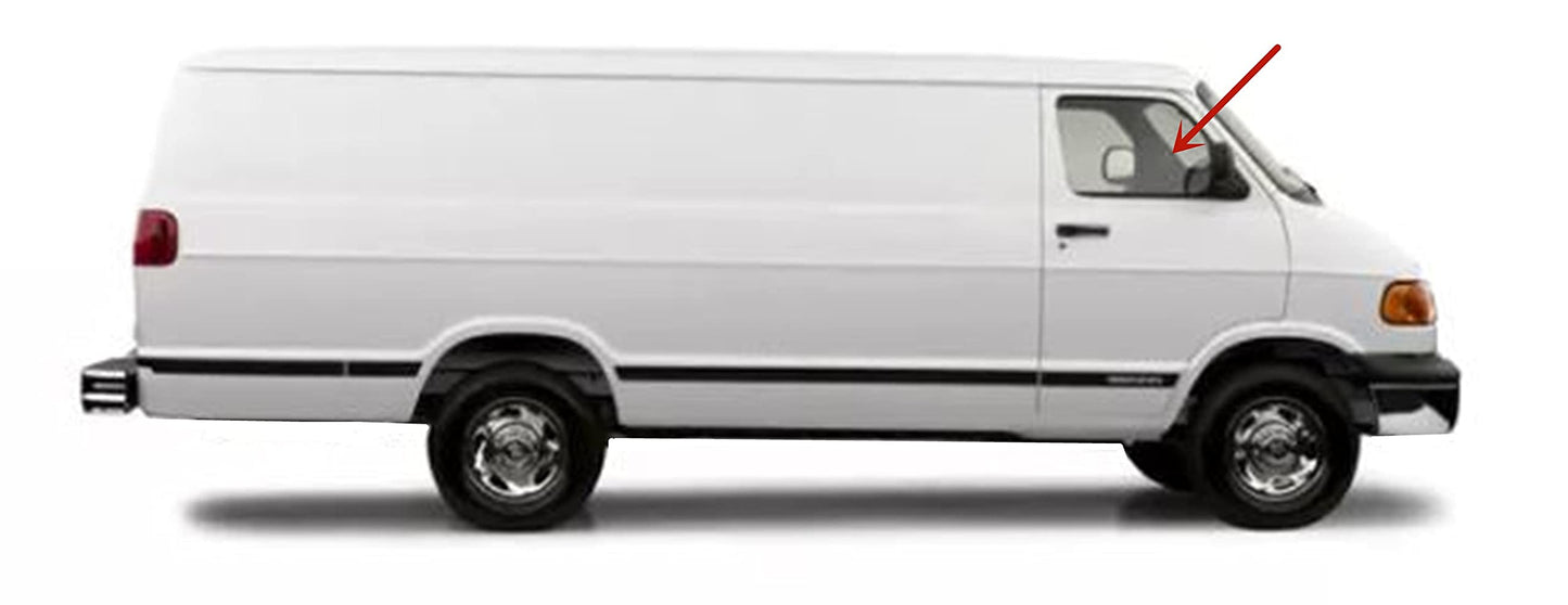 Passenegr Side Right Front Door Window Door Glass Compatible with Dodge Ram Van (1500 2500 3500) 1998-2003 Models