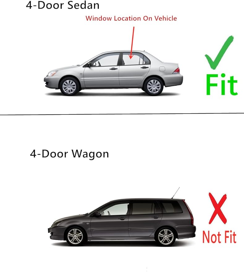 Driver Left Side Rear Door Window Door Glass Compatible with Mitsubishi Lancer 4 Door Sedan 2002-2007 Models