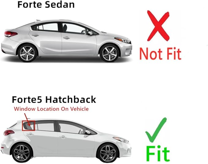 Passenger Right Side Rear Vent Window Vent Glass Compatible with Kia Forte5 4 Door Hatchback 2014-2018 Models