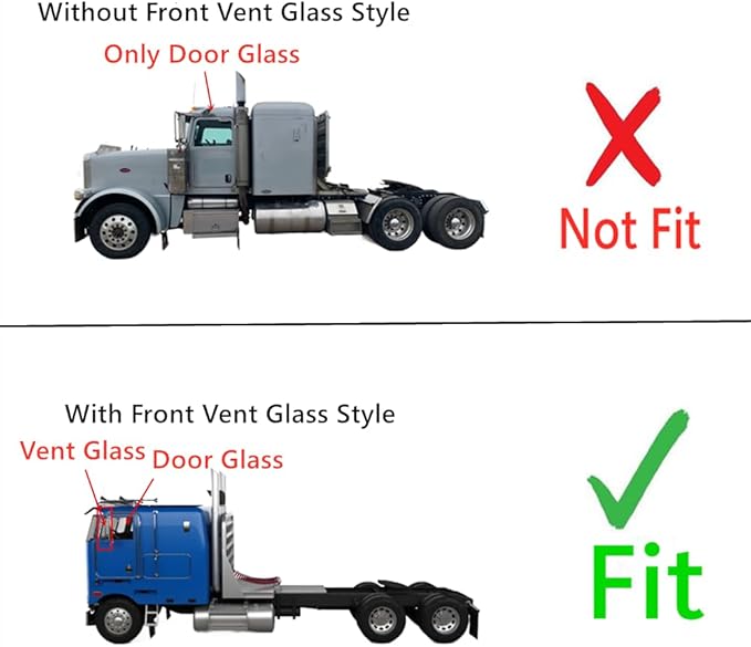 Front Door Window Door Glass Compatible with Peterbilt 262 352 362 372 352 1981-2002 Models W/ Vent Glass Style