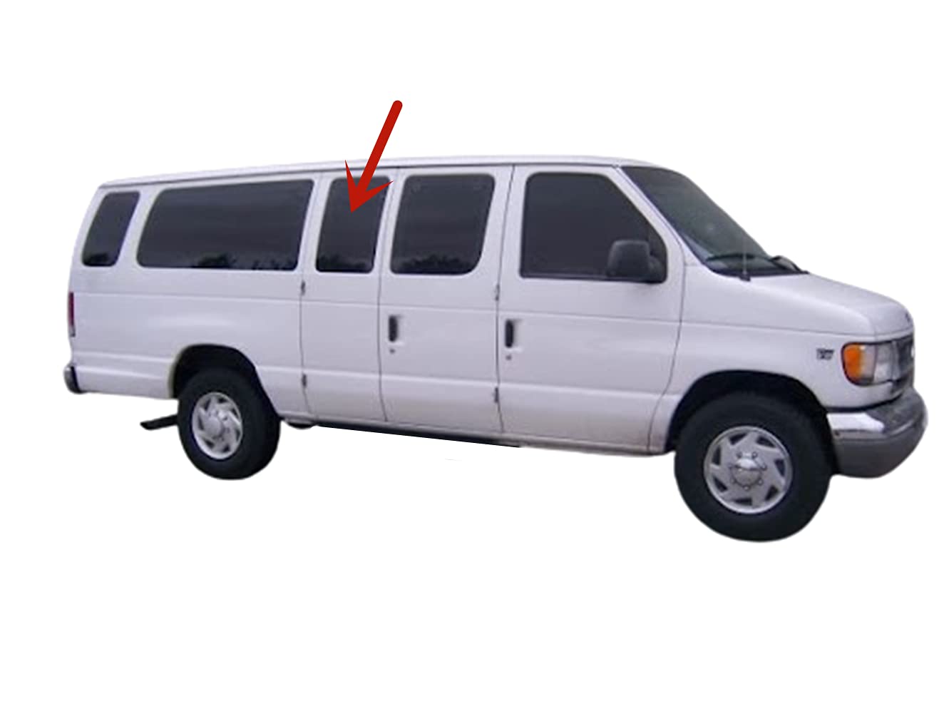 OE W/Logo Stationary Passenger Right Side Rear Hinged Body Side Door Window Door Glass Compatible with Ford Econoline Van 1992-2016 Models