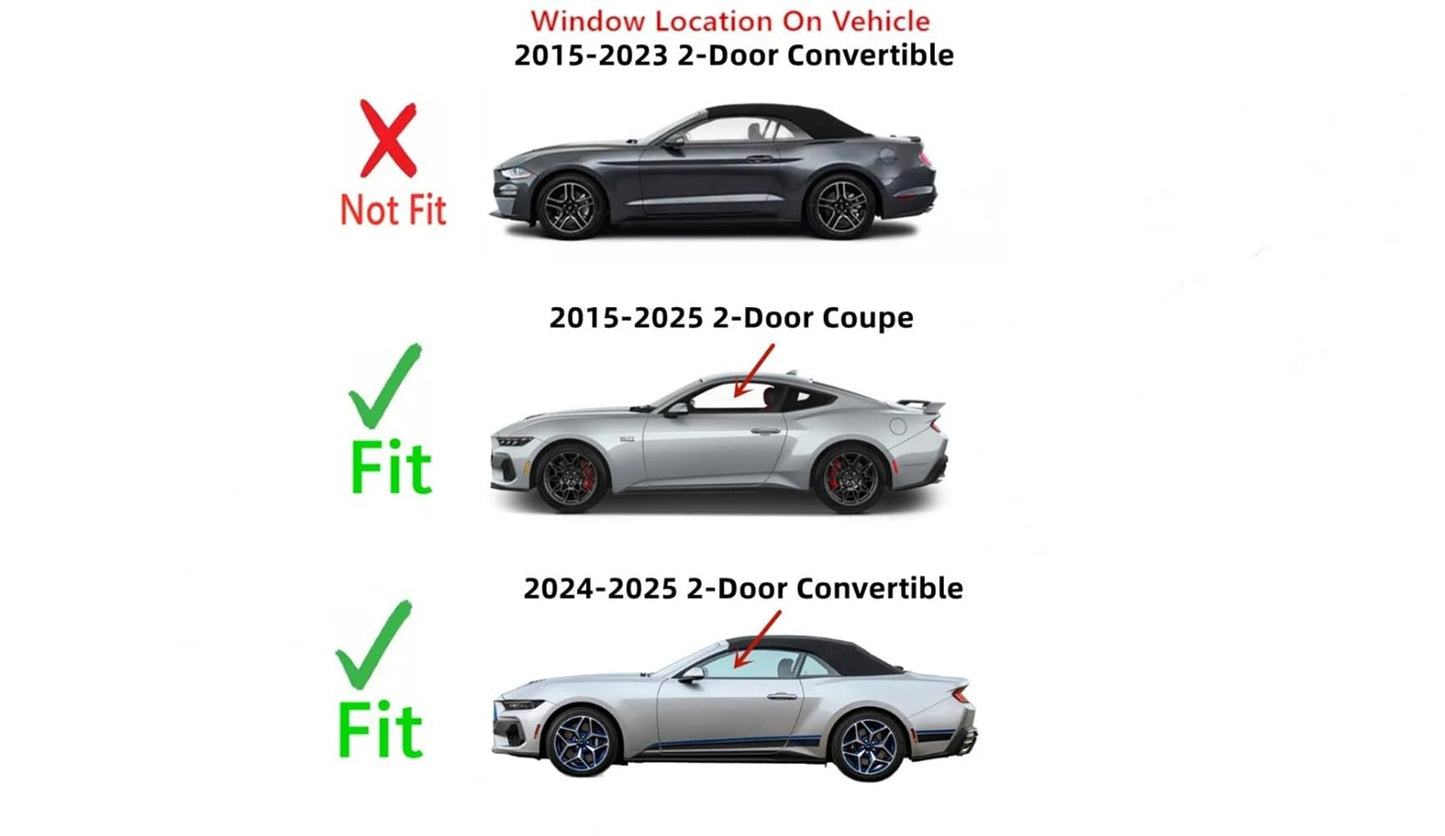 OEM W/ Data Sharing Ecth Driver Left Side Door Window Door Glass Compatible with Ford Mustang 2-Door Coupe 2015-2025 / Mustang 2-Door Convertible 2024-2025 Models