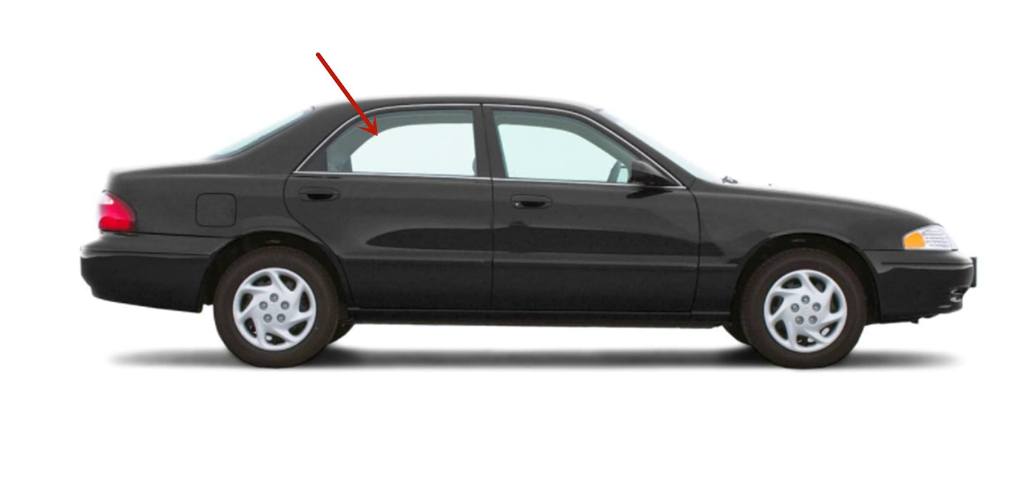 Passenger Right Side Rear Door Window Door Glass Compatible with Mazda 626 4 Door Sedan 1998-2002 Models