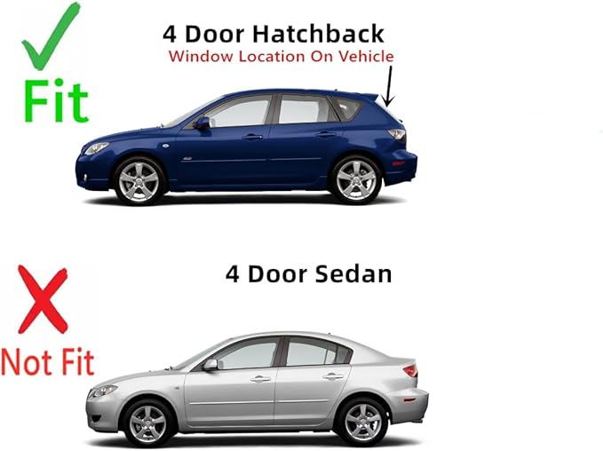 Heated Back Window Back Glass Compatible with Mazda 3 4 Door Hatchback 2004-2009 Models