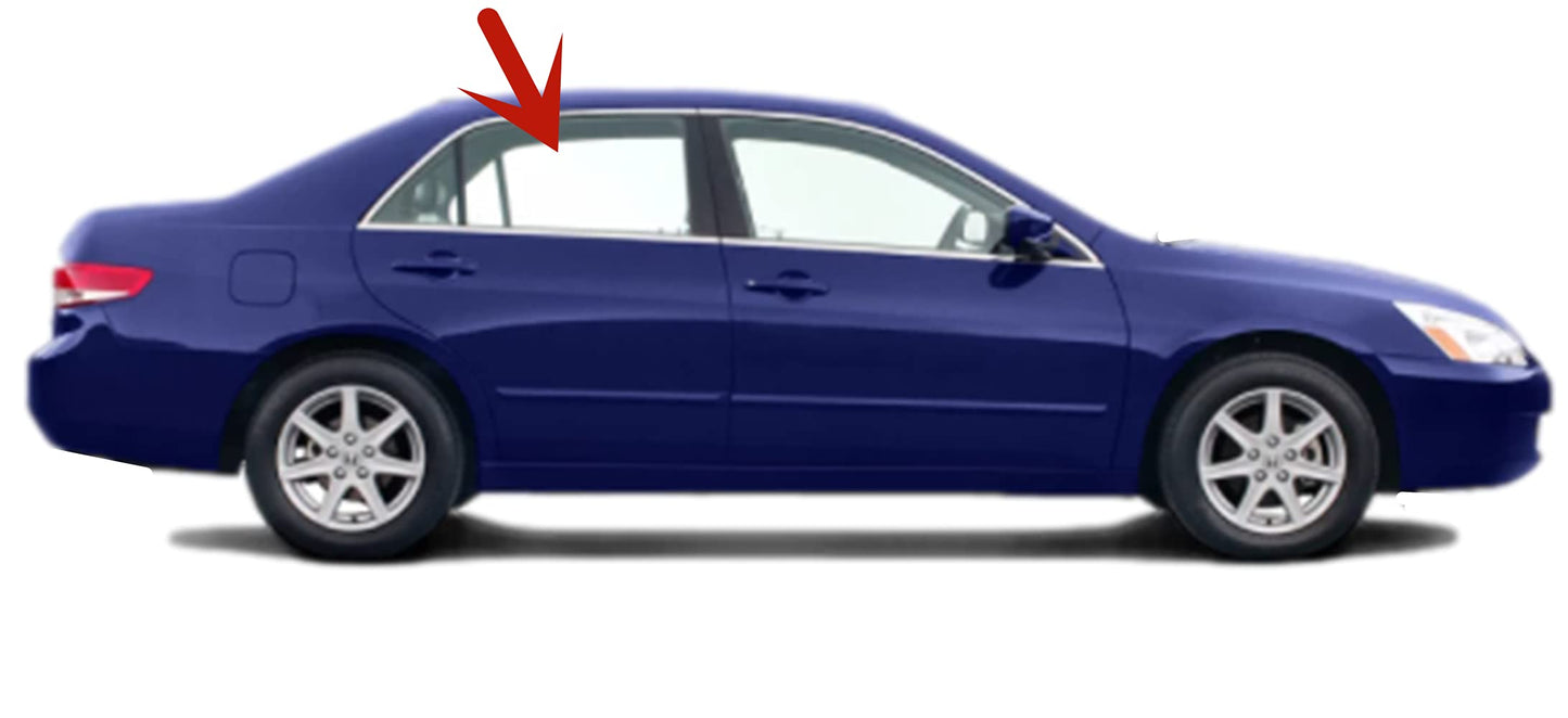 Passenger Right Side Rear Door Window Door Glass Compatible with Honda Accord 4 Door Sedan 2003-2007 Models