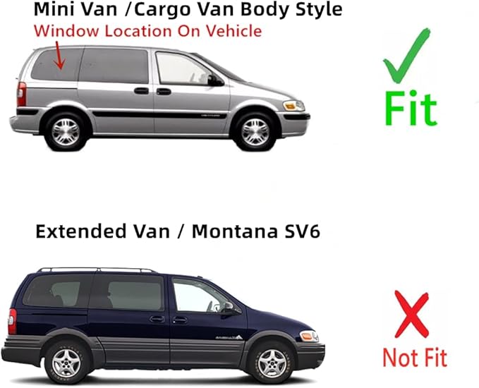 Passenger Right Side Rear Quarter Window Quarter Glass Compatible with Chevrolet Venture 1998-2005/Pontiac Montana 1999-2005 Mini/Cargo Van Models