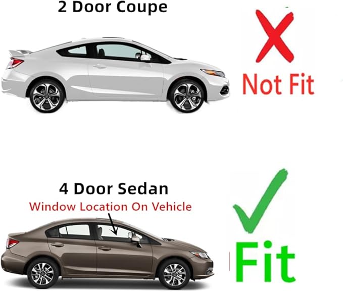 Passenger Right Side Front Door Window Door Glass Compatible with Honda Civic 4 Door Sedan 2012-2015 Models