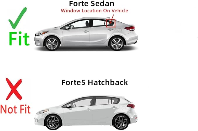 Driver Left Side Rear Vent Window Vent Glass Compatible with Kia Forte 4-Dr Sedan 2014-2018 Models