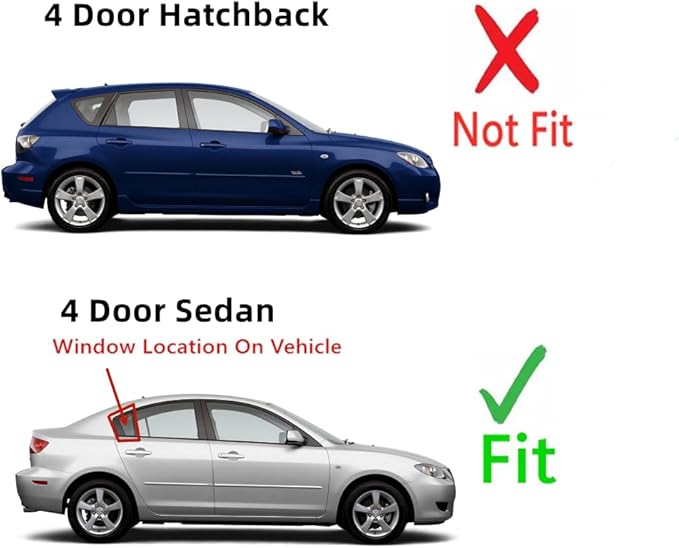 Passenger Right Side Rear Vent Window Vent Glass Compatible with Mazda 3 4 Door Sedan 2004-2009 Models