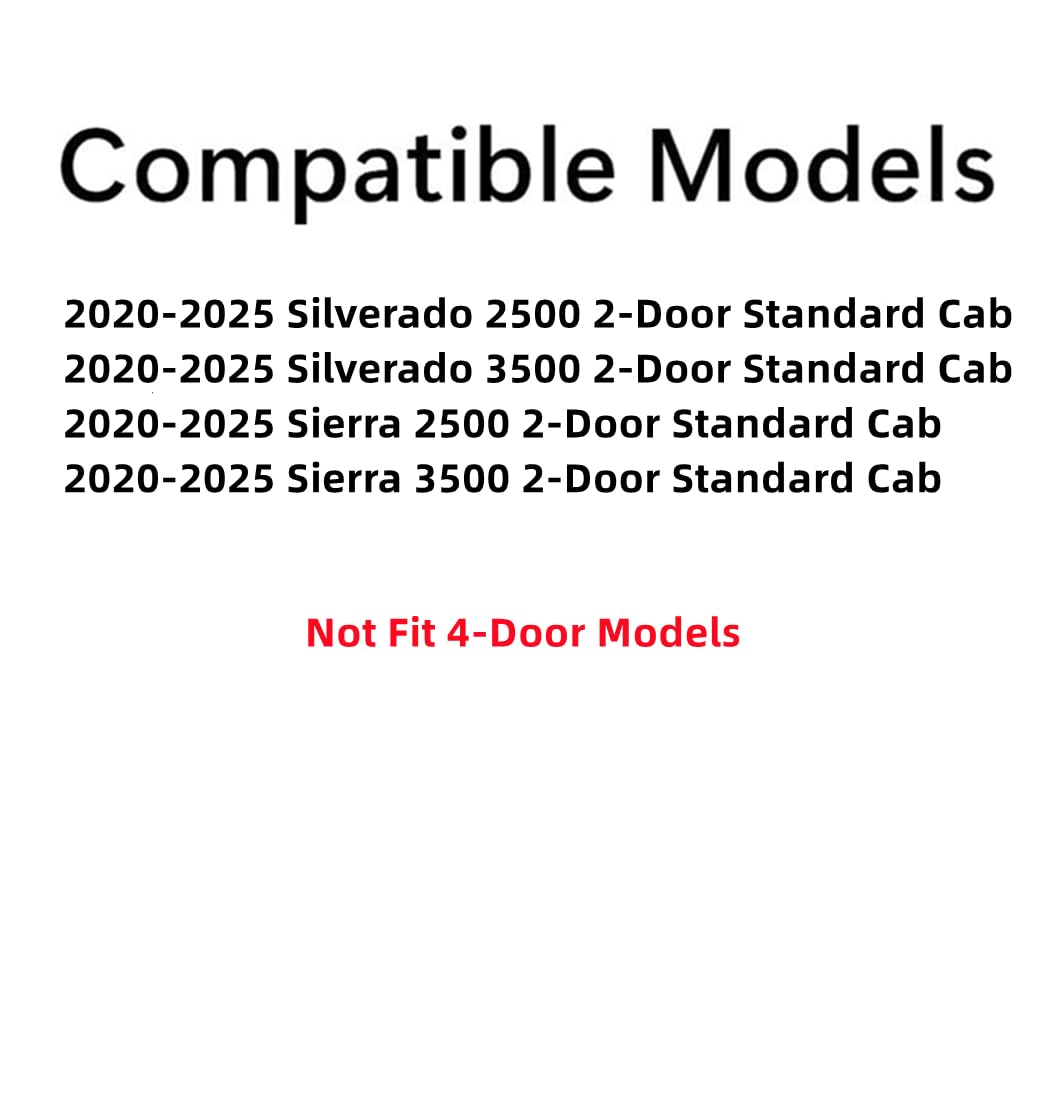 Tempered Passenger Right Side Door Window Door Glass Compatible with Chevrolet Silverado 2500 3500 2020-2025 GMC Sierra 2500 3500 2020-2025 2-Door Standard Cab Pickup Models