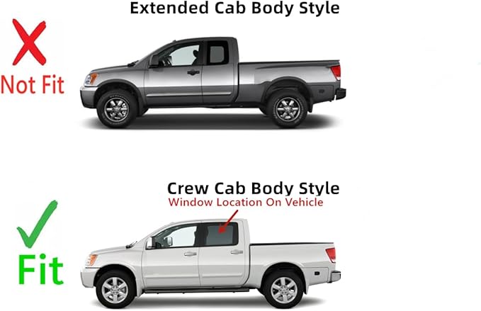 Driver Left Side Rear Door Window Door Glass Compatible with Nissan Titan 4 Door Crew Cab 2004-2015 Models