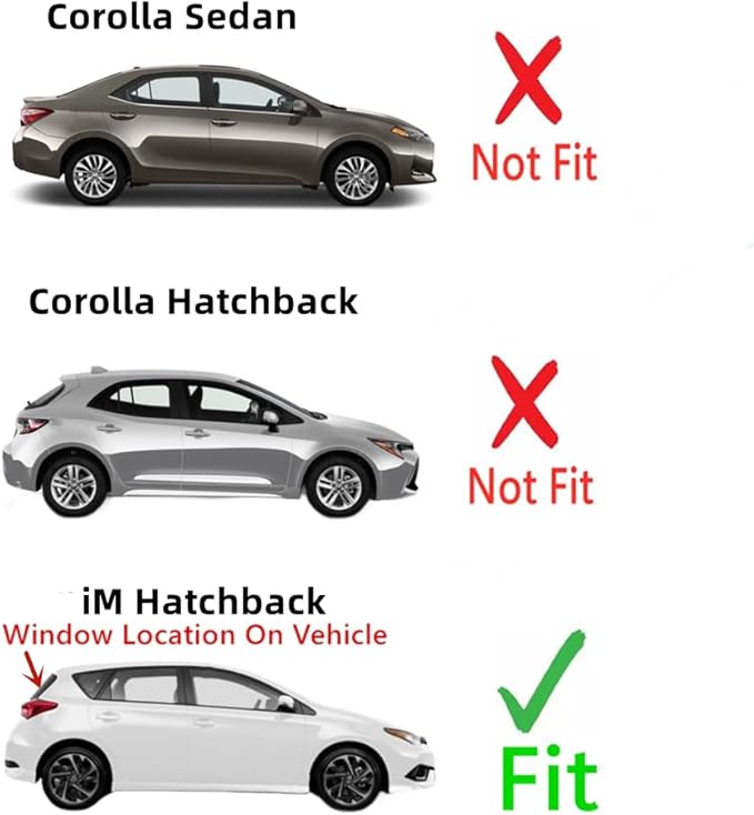 Rear Heated Back Window Back Glass Compatible with Toyota Corolla iM 2017-2018 Models/Scion iM 2016 Models