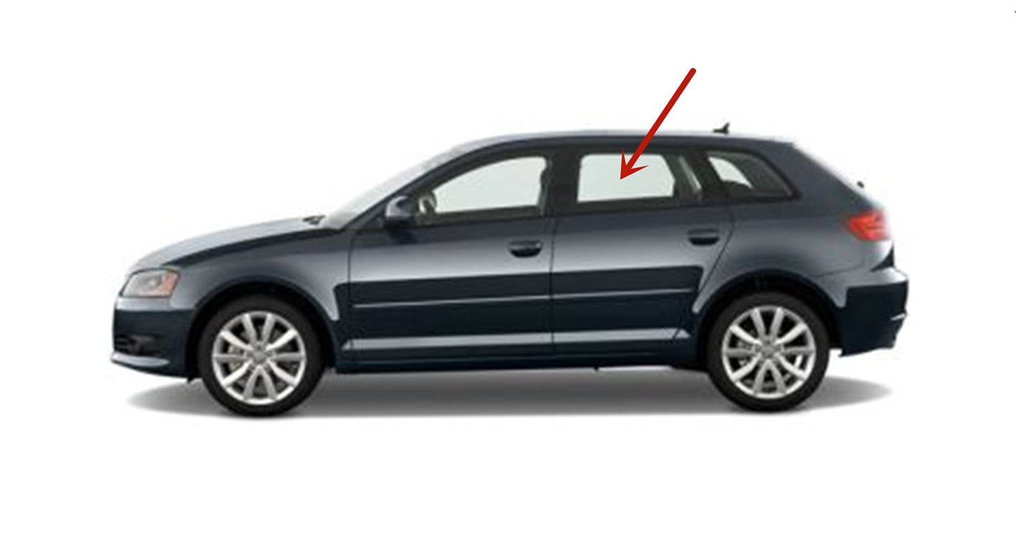Driver Left Side Rear Door Window Door Glass Compatible with Audi A3 4Dr Hatchback 2005-2013 Models
