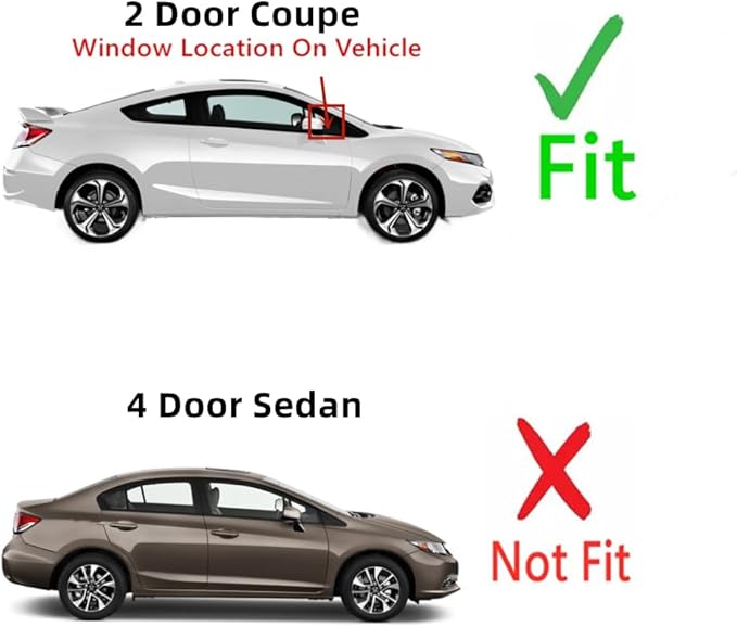 Passenger Right Side Front Vent Glass Vent Window Compatible with Honda Civic 2 Door Coupe 2012-2015 Models