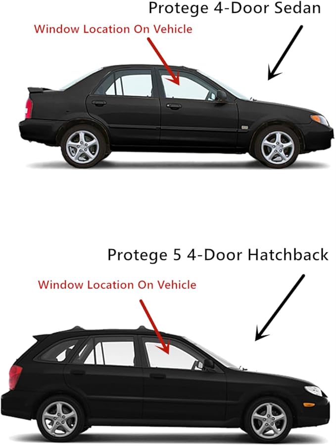 Passenger Right Front Door Window Door Glass Compatible with Mazda Protege / Protege5 1999-2003 Models