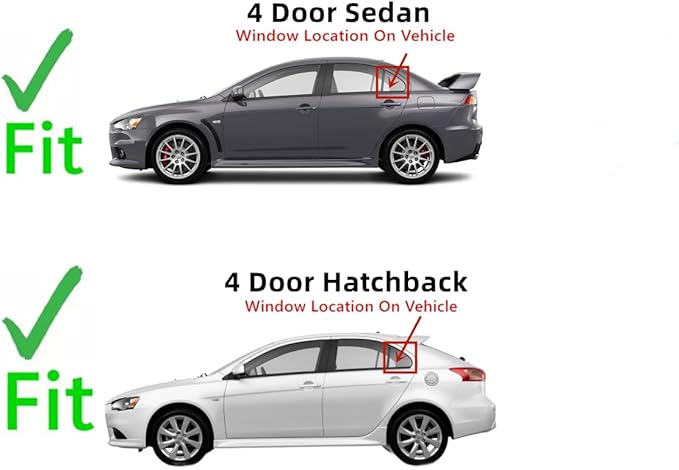 Driver Left Side Rear Vent Window Vent Glass Compatible with Mitsubishi Lancer 2008-2018 Models