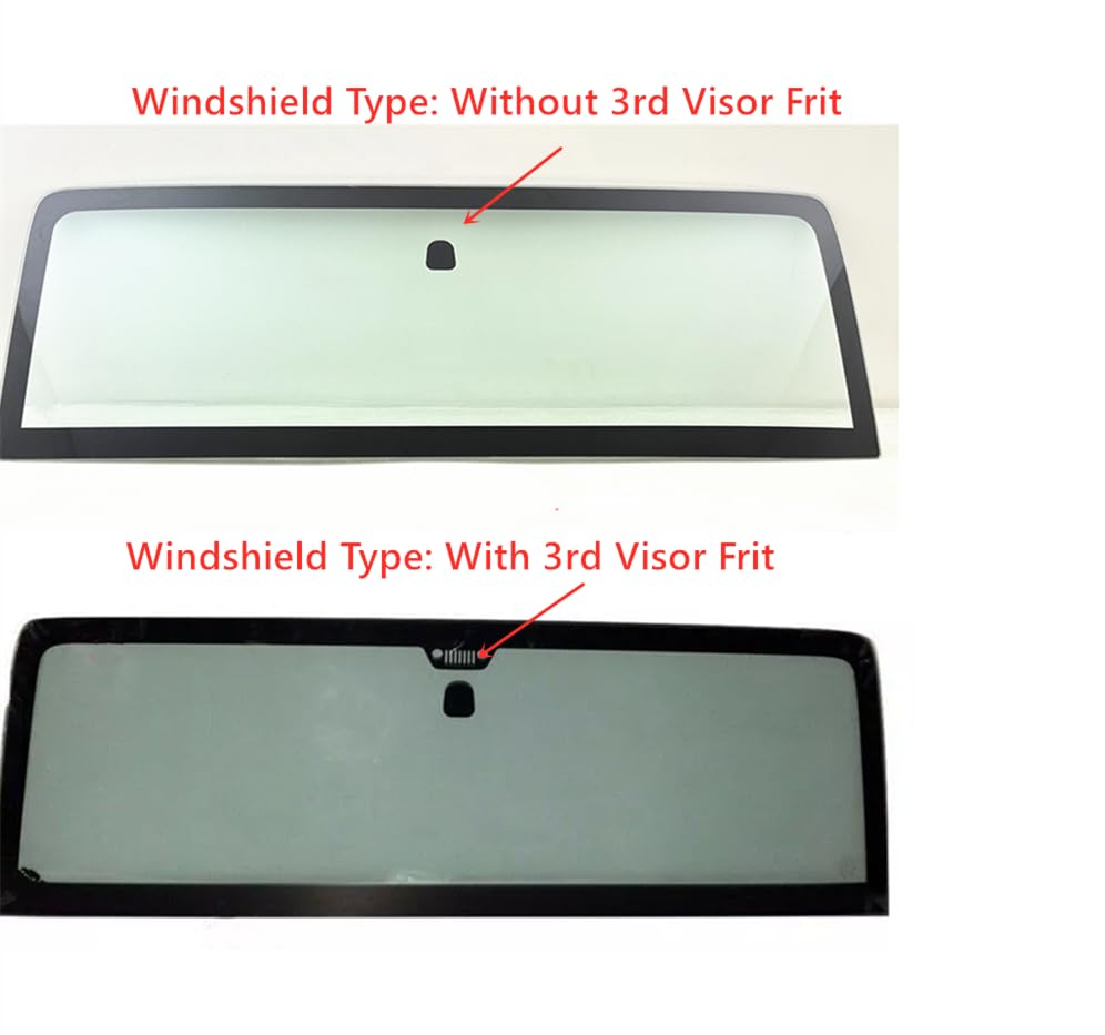 Without 3rd Visor Frit Style Laminated Front Windshield Window Glass Compatible with Jeep Wrangler 2007-2017 / Wrangler JK 2018 Models