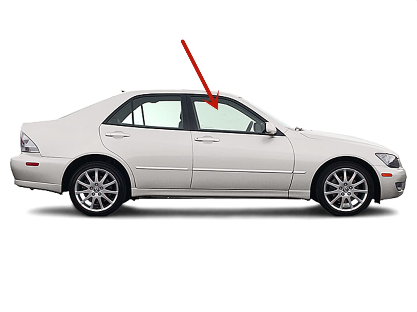 Tempered Passenger Right Side Front Door Window Door Glass Compatible with Lexus IS 300 2001-2005 Models