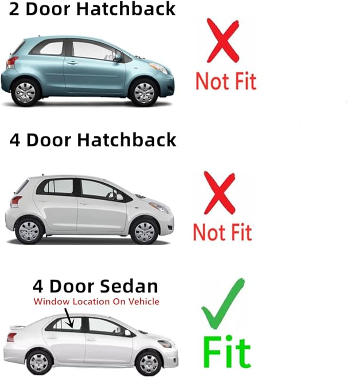 Passenger Right Side Rear Door Window Door Glass Compatible with Toyota Yaris 4 Door Sedan 2007-2012 Models