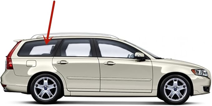 Tempered W/Antenna Passenger Right Side Rear Quarter Window Quarter Glass Compatible with Volvo V50 2005-2011 Models