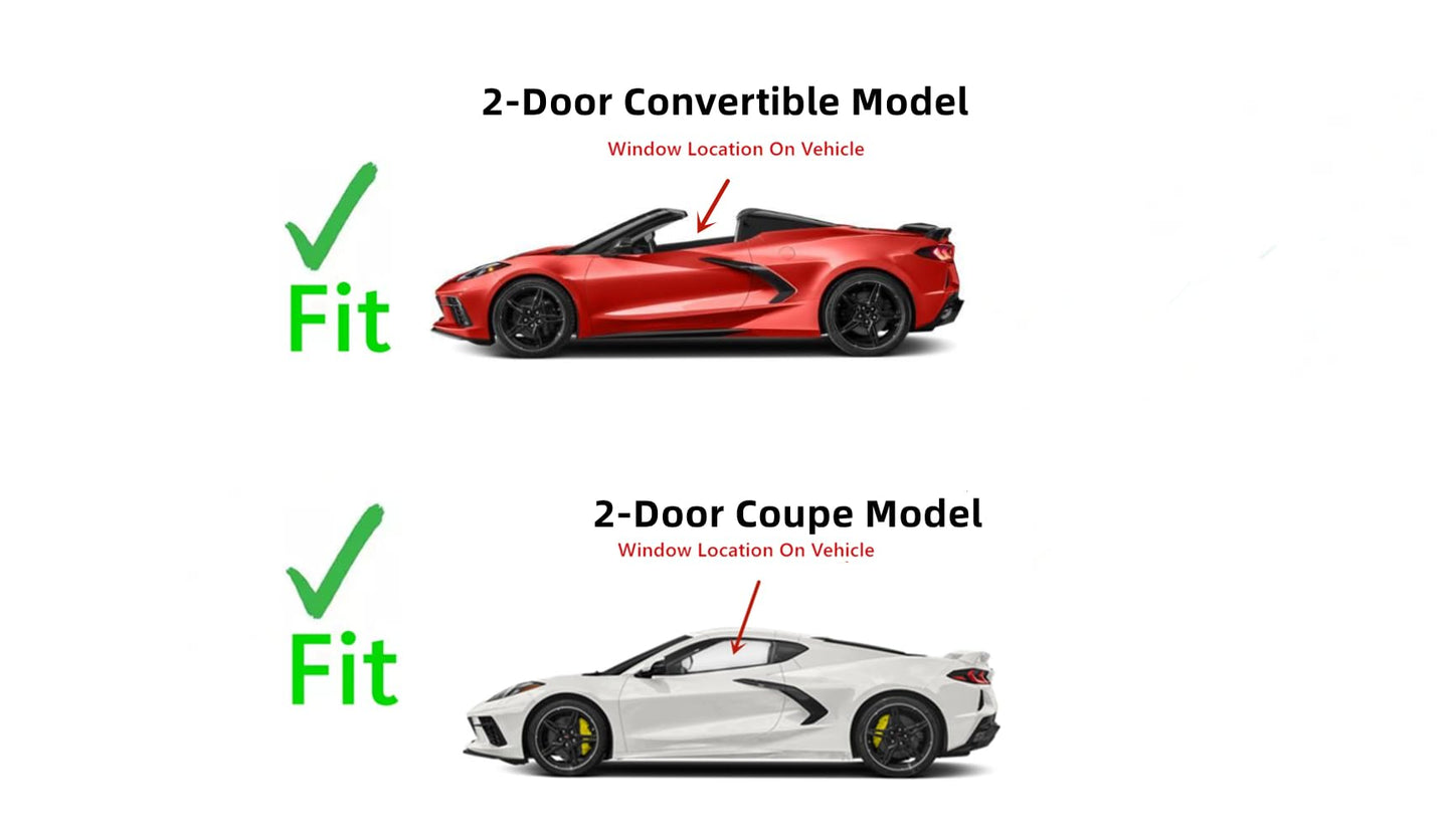 Tempered Driver Left Side Door Window Door Glass Compatible with Chevrolet Corvette 2020-2025 Models