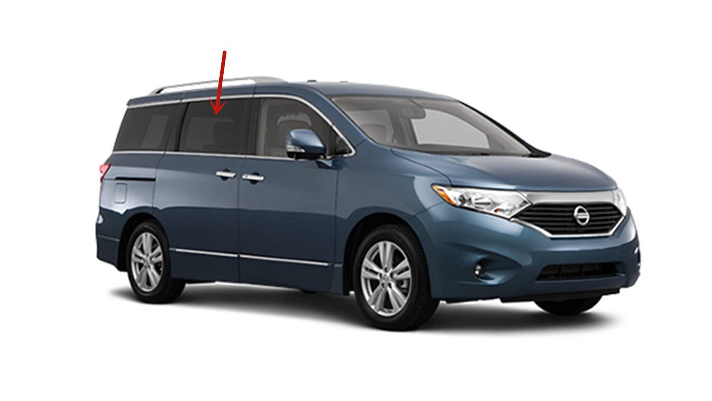 Passenger Right Side Rear Sliding Cargo Door Window Door Glass Compatible with Nissan Quest 2011-2014 Models / Quest 2015-2017 Models