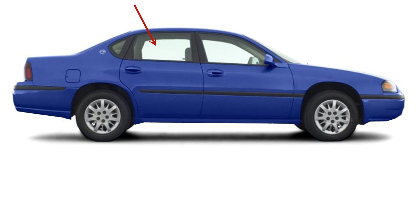 Passenger Right Side Rear Door Window Door Glass Compatible with Chevrolet Impala 4 Door Sedan 2000-2005 Models