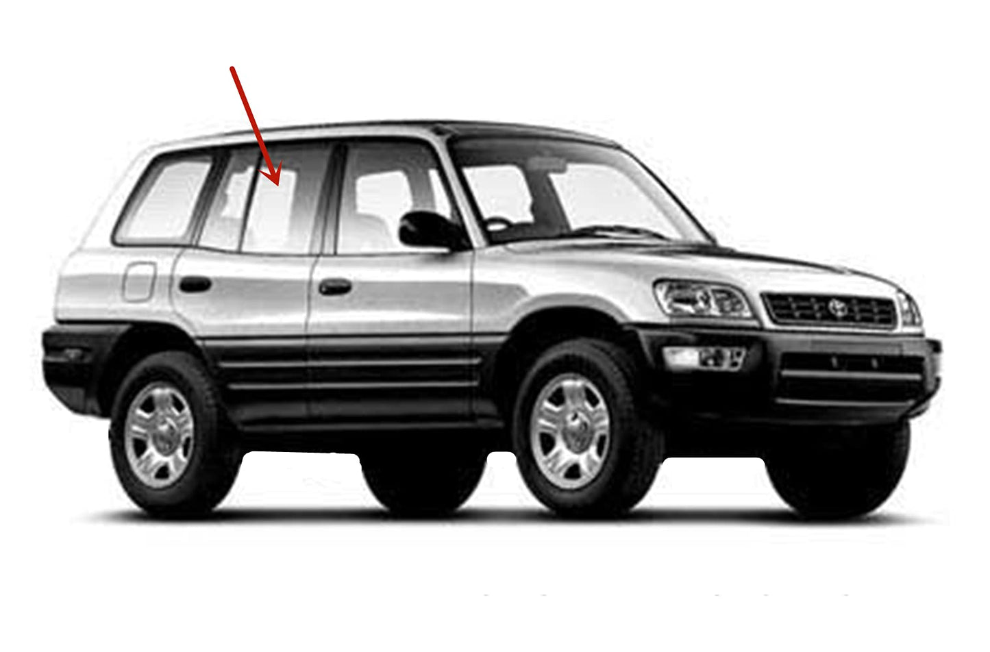 Passenger Right Side Rear Door Window Door Glass Compatible with Toyota RAV4 4 Door SUV 1996-2000 Models