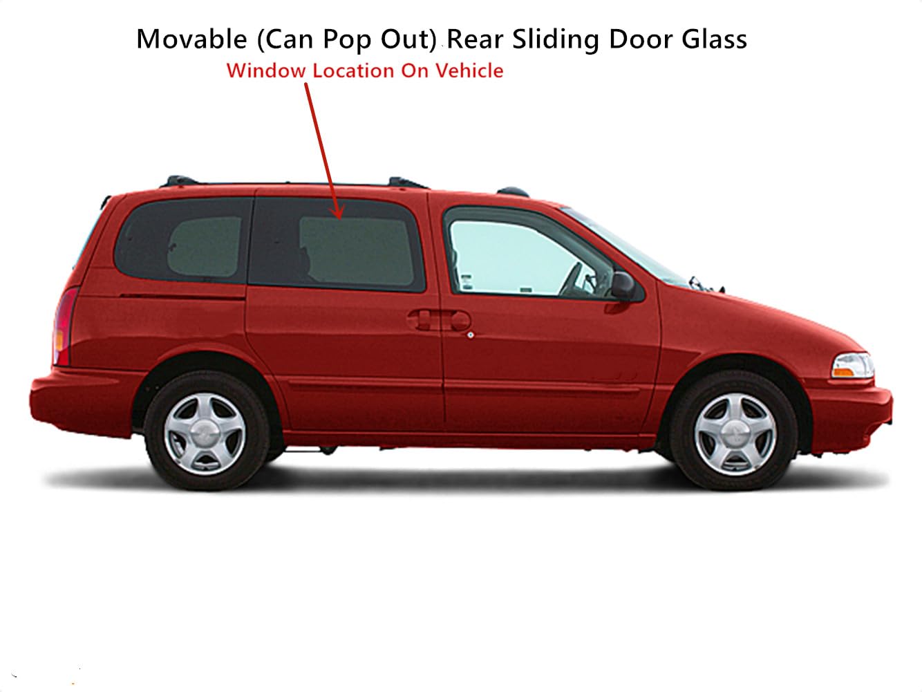 Tempered Movable Passenger Right Side Rear Sliding Door Window Glass Compatible with Mercury Villager / Nissan Quest Mini Van 1999-2002 Models