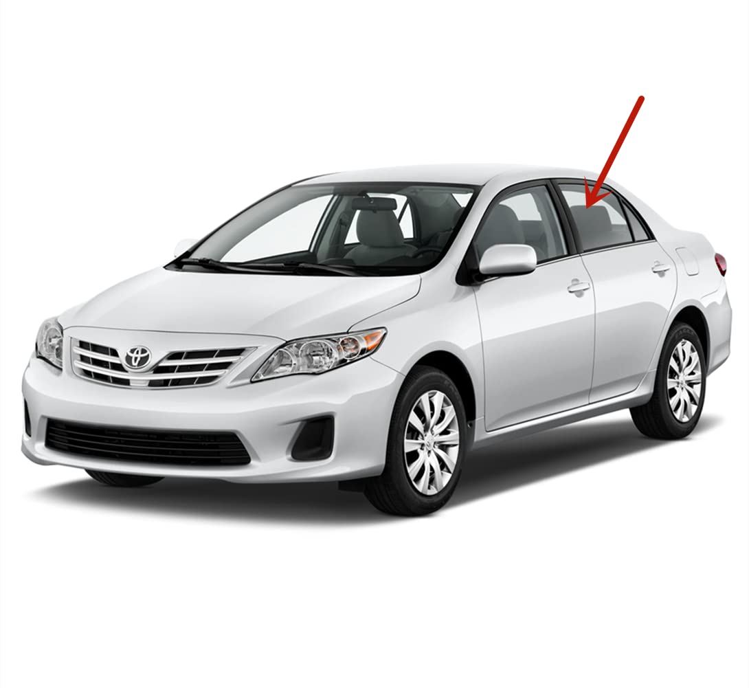 Driver Left Side Rear Door Window Door Glass Compatible with Toyota Corolla 4 Door Sedan 2009-2013 Models