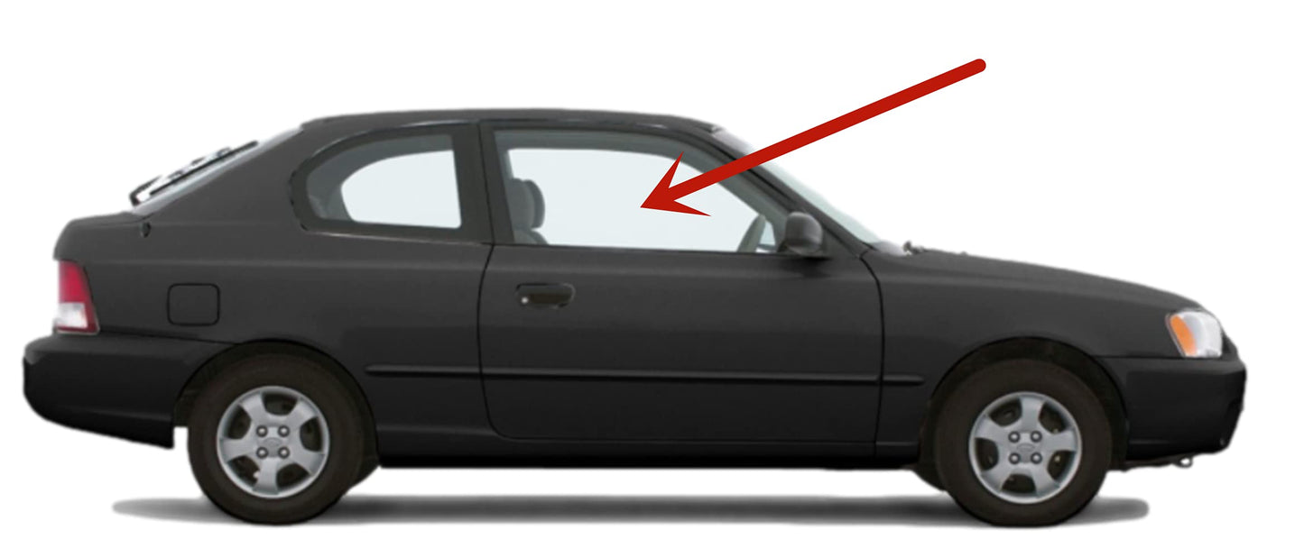 Passenger Right Side Door Window Door Glass Compatible with Hyundai Accent/Dodge Verna 2 Door Hatchback 2000-2006 Models